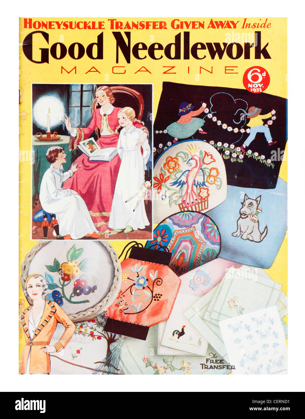 1930s ricamo Magazine buon ricamo Needlewoman. Trasferimento da ricamo Foto Stock