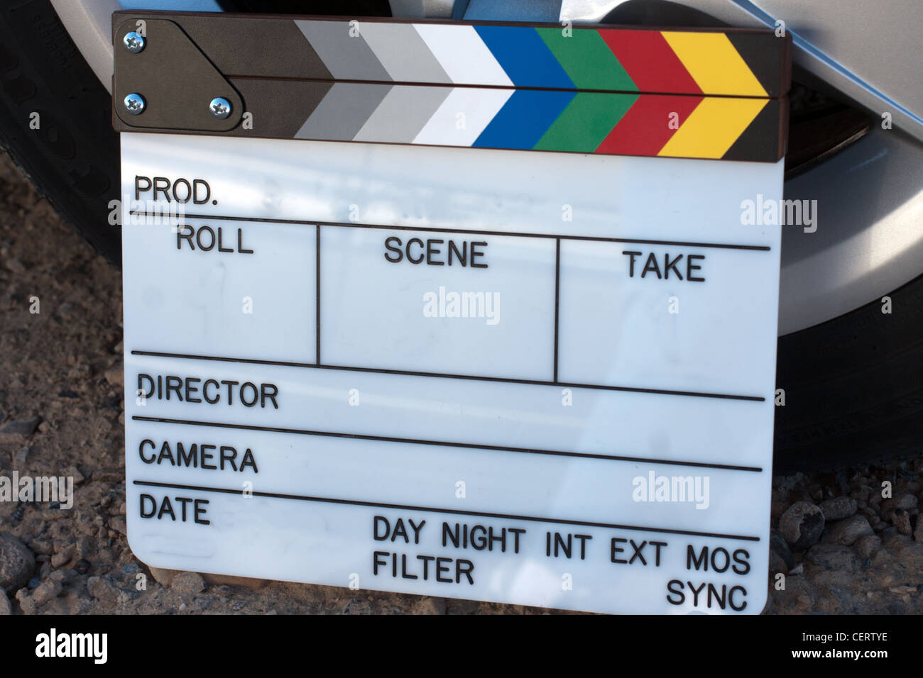 Film produzione clapboard per ardesia, vuoto Foto Stock