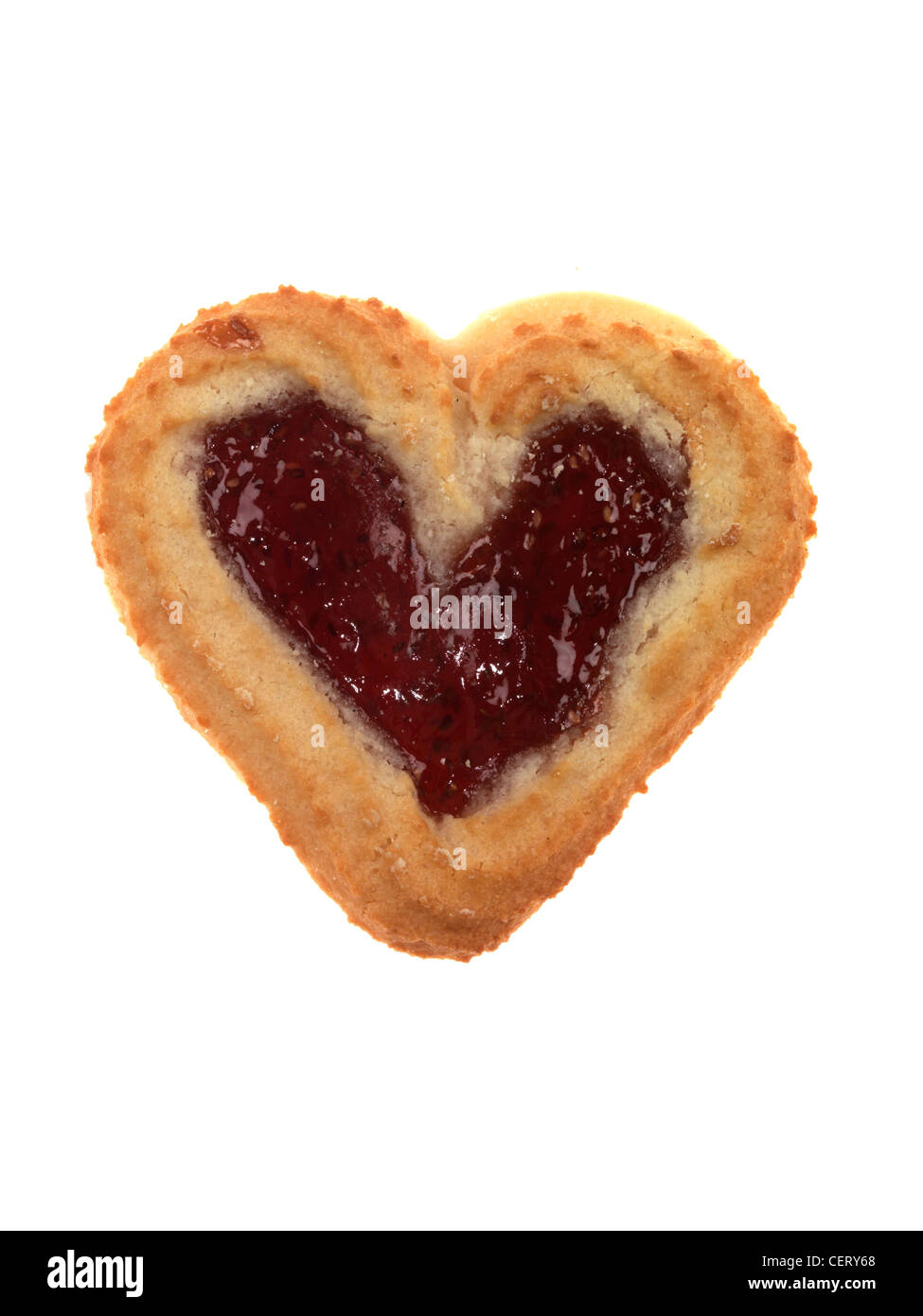 A forma di cuore e di mandorla biscotto al lampone Foto Stock