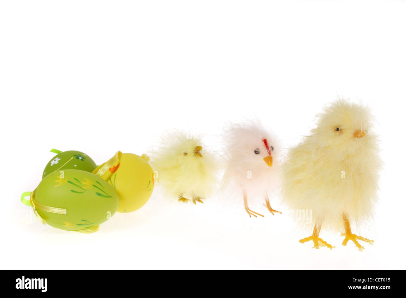 Pasqua pulcini foto su sfondo bianco Foto Stock