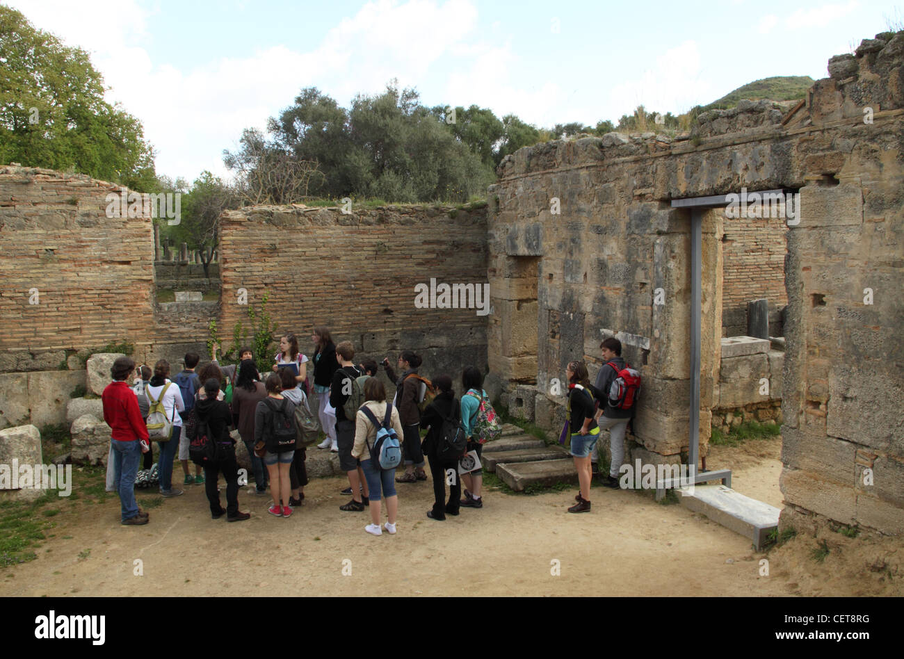 Officina di Fidia, Antica Olympia, Ilia, Peloponneso, Grecia Foto Stock