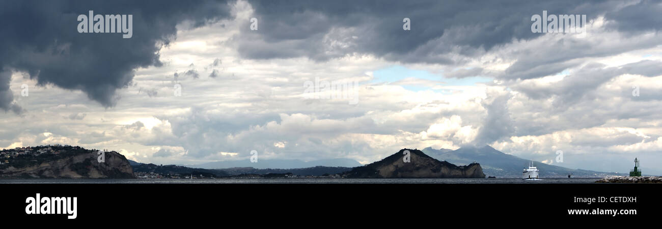 Vesuvio e Capo di Procida Panorama Foto Stock