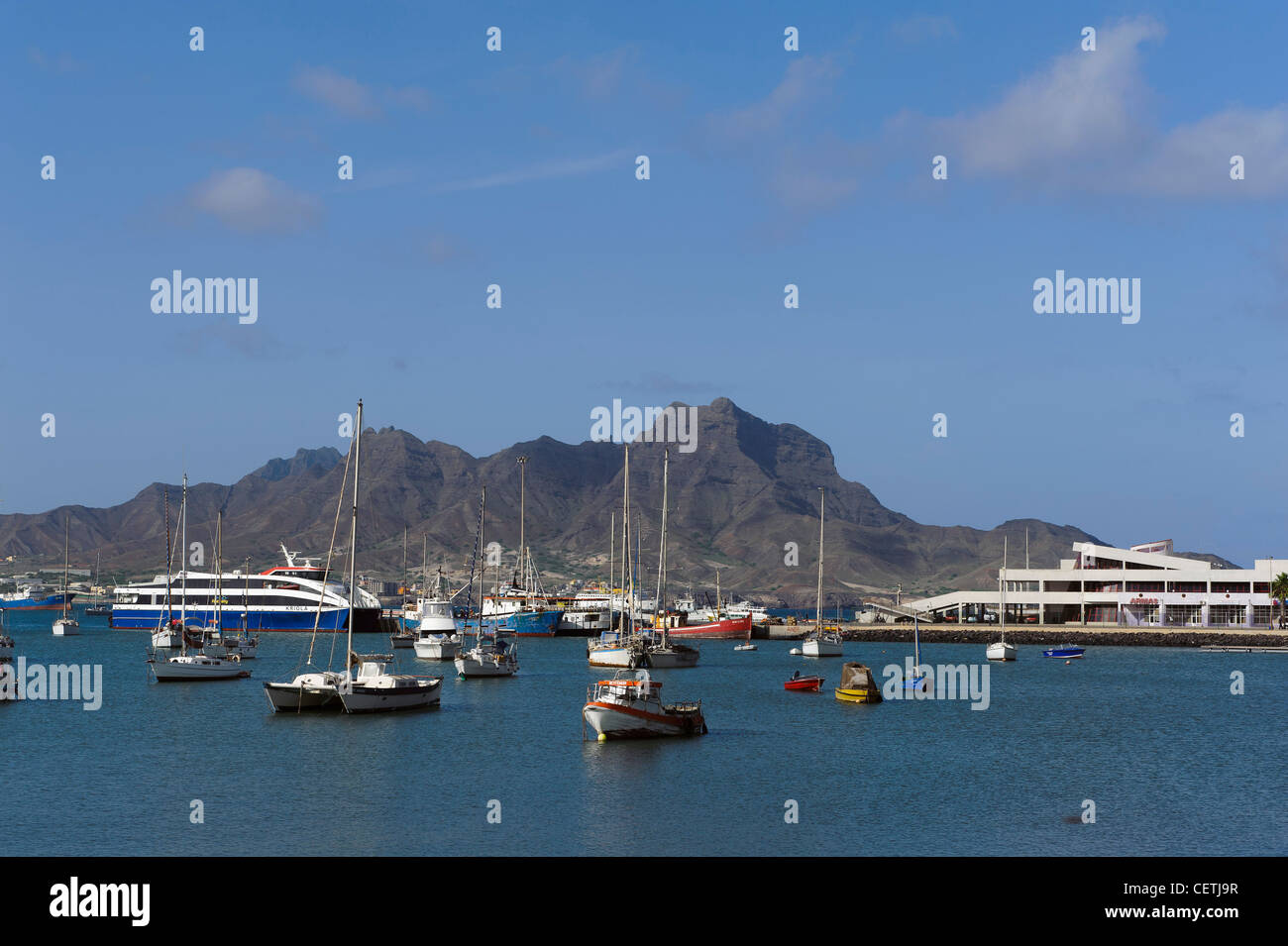 Baia di Mindelo, Sao Vicente, Isole di Capo Verde, Africa Foto Stock