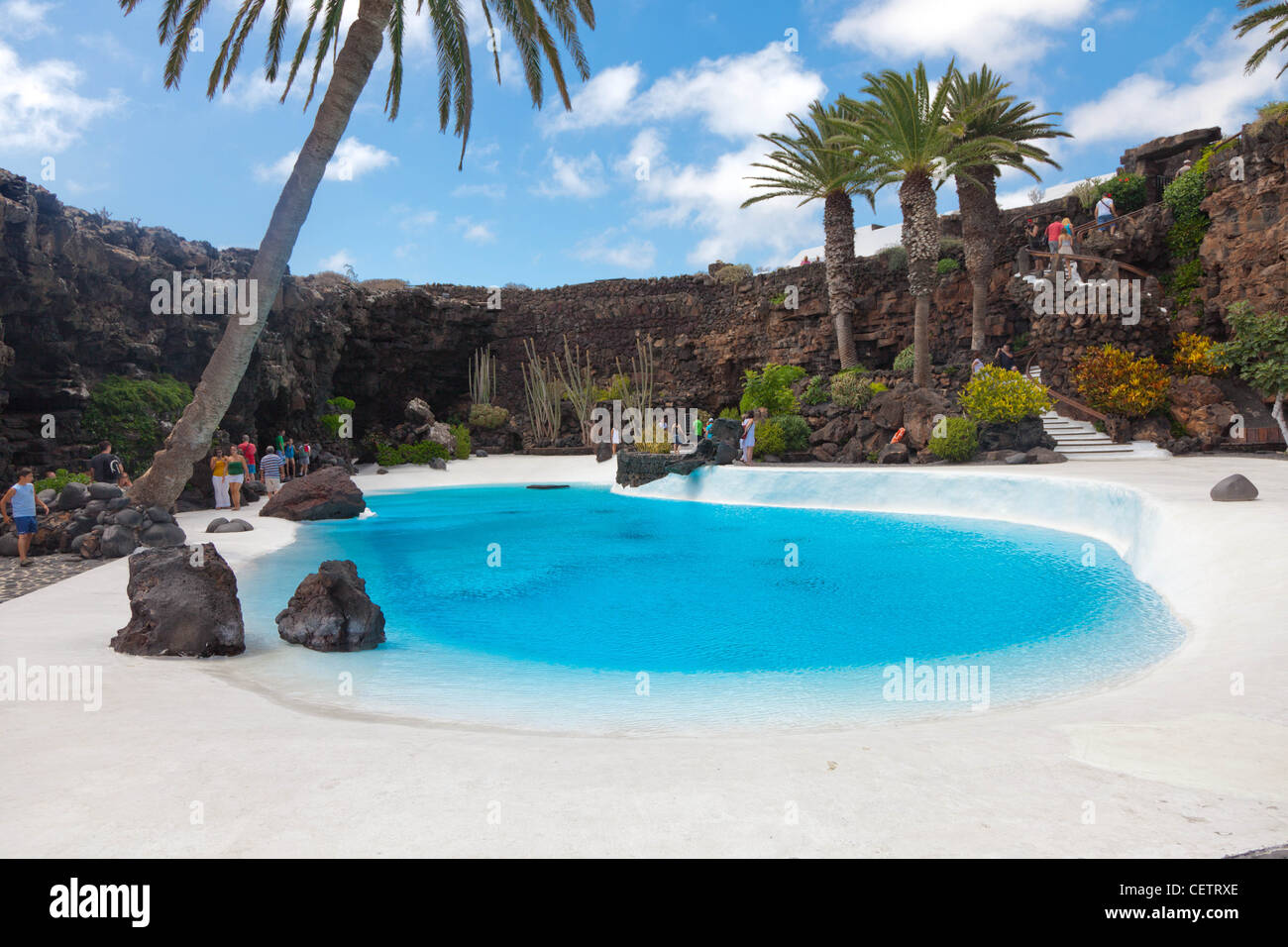 La piscina a Jameos del Agua Lanzarote Spagna Foto Stock