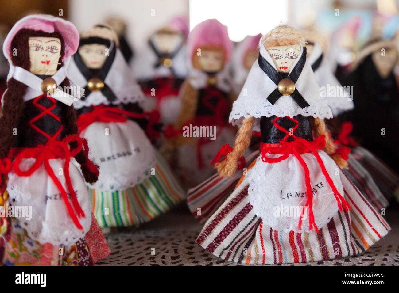 Bambole tradizionali souvenir turistici a Lanzarote Foto Stock