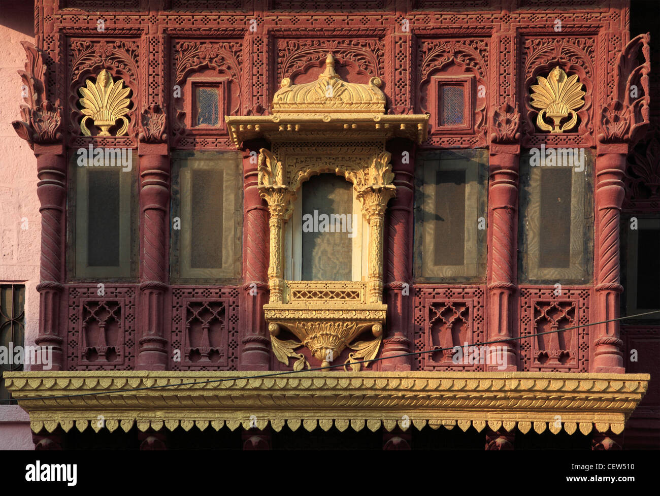 India Rajasthan, Jodhpur, architettura tradizionale dettaglio, vecchia casa, Foto Stock