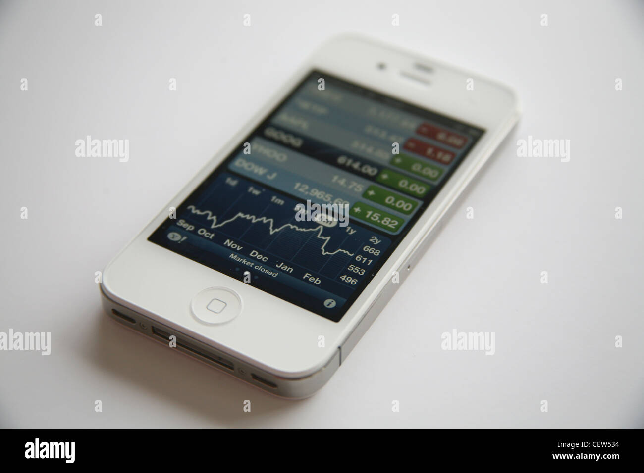 Bianco iPhone 4s con i report predefiniti Foto Stock