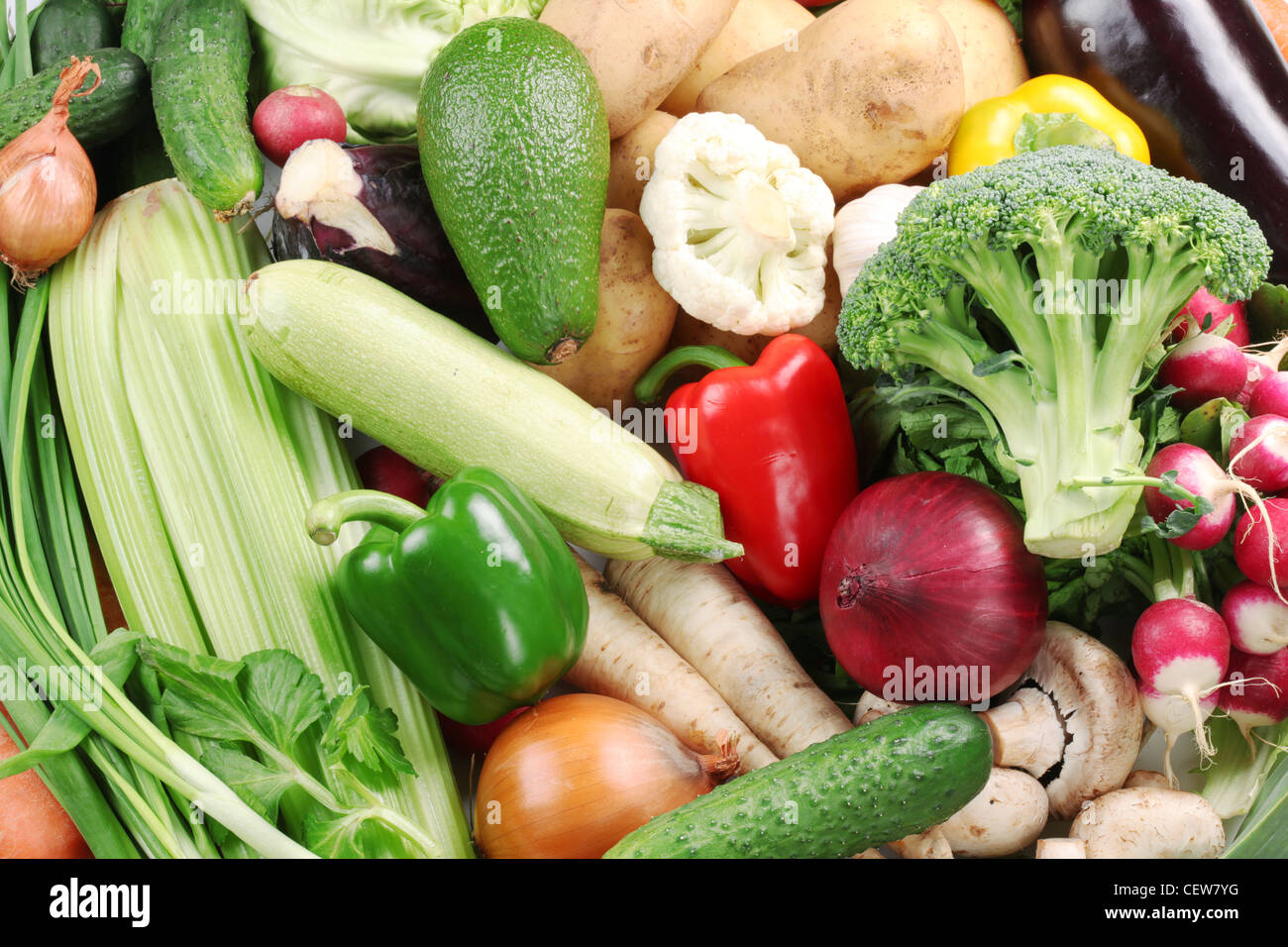 Un sacco di verdure occupano tutto il telaio. Foto Stock
