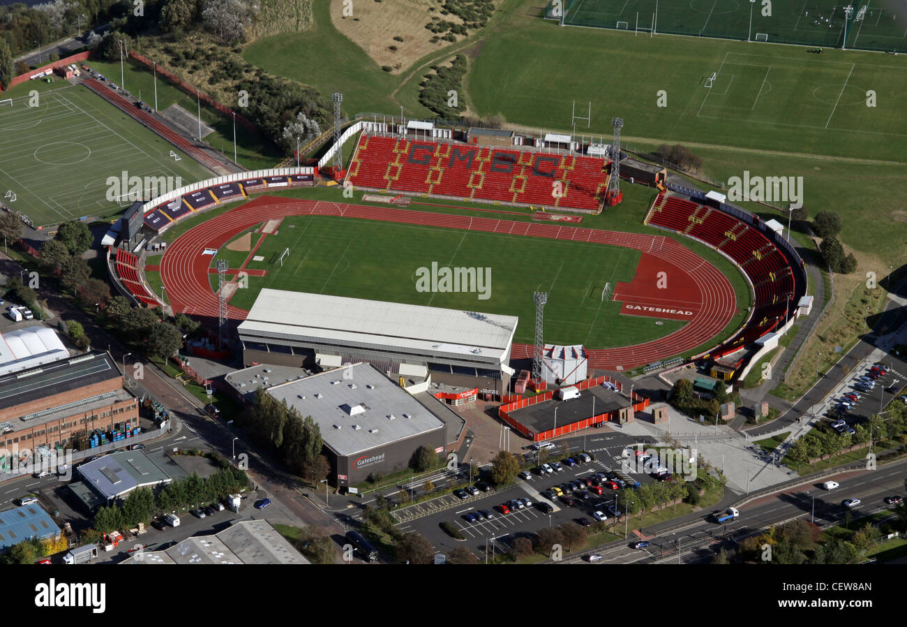 Immagine aerea di Gateshead International Stadium Foto Stock