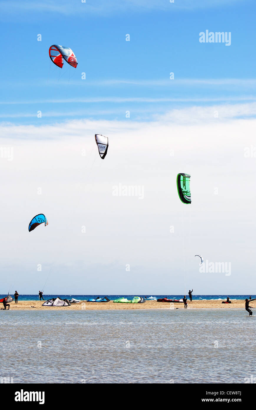 Kite surf sulla spiaggia gorriones numero Foto Stock