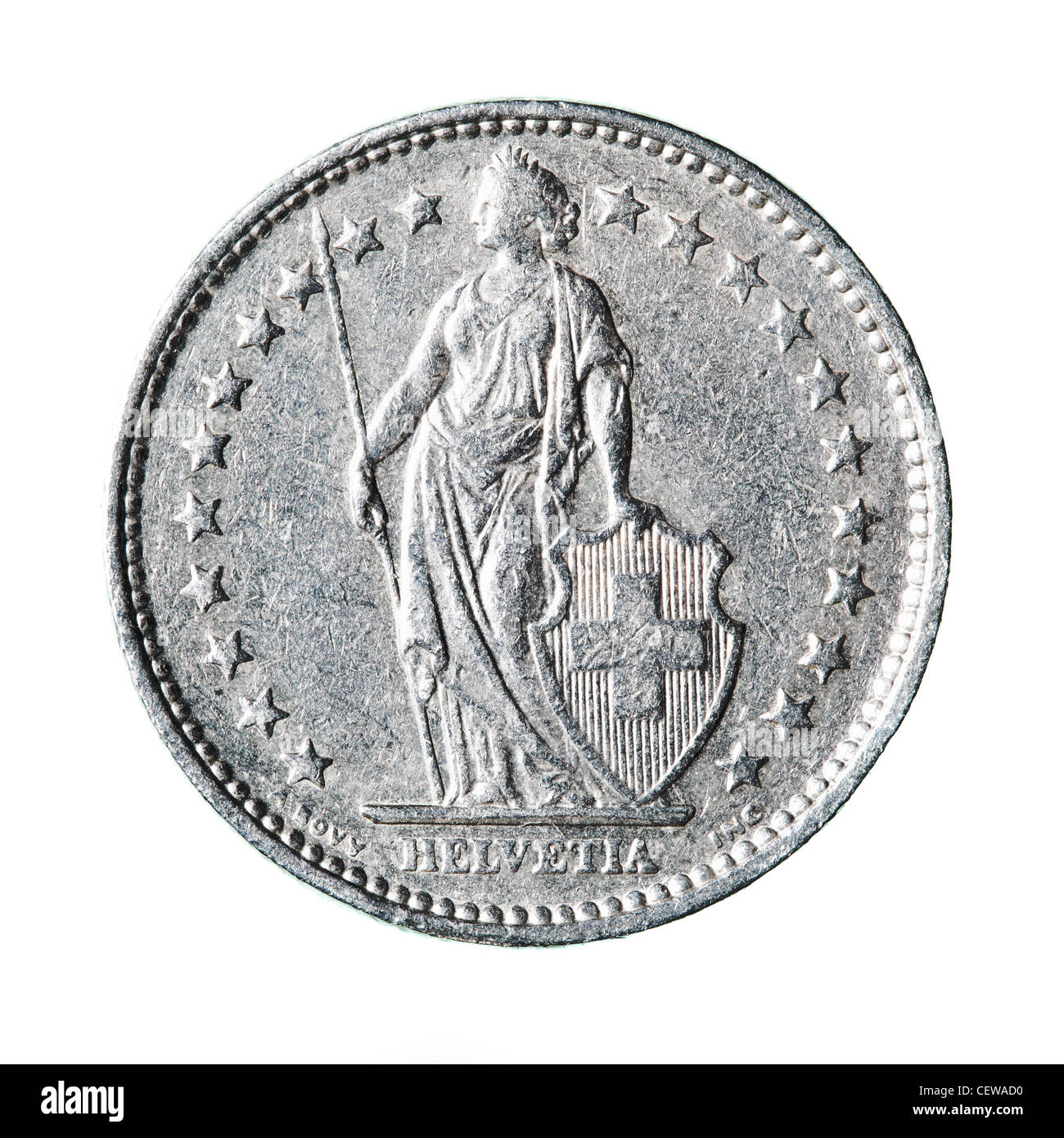Franco svizzero isolate su sfondo bianco Foto Stock