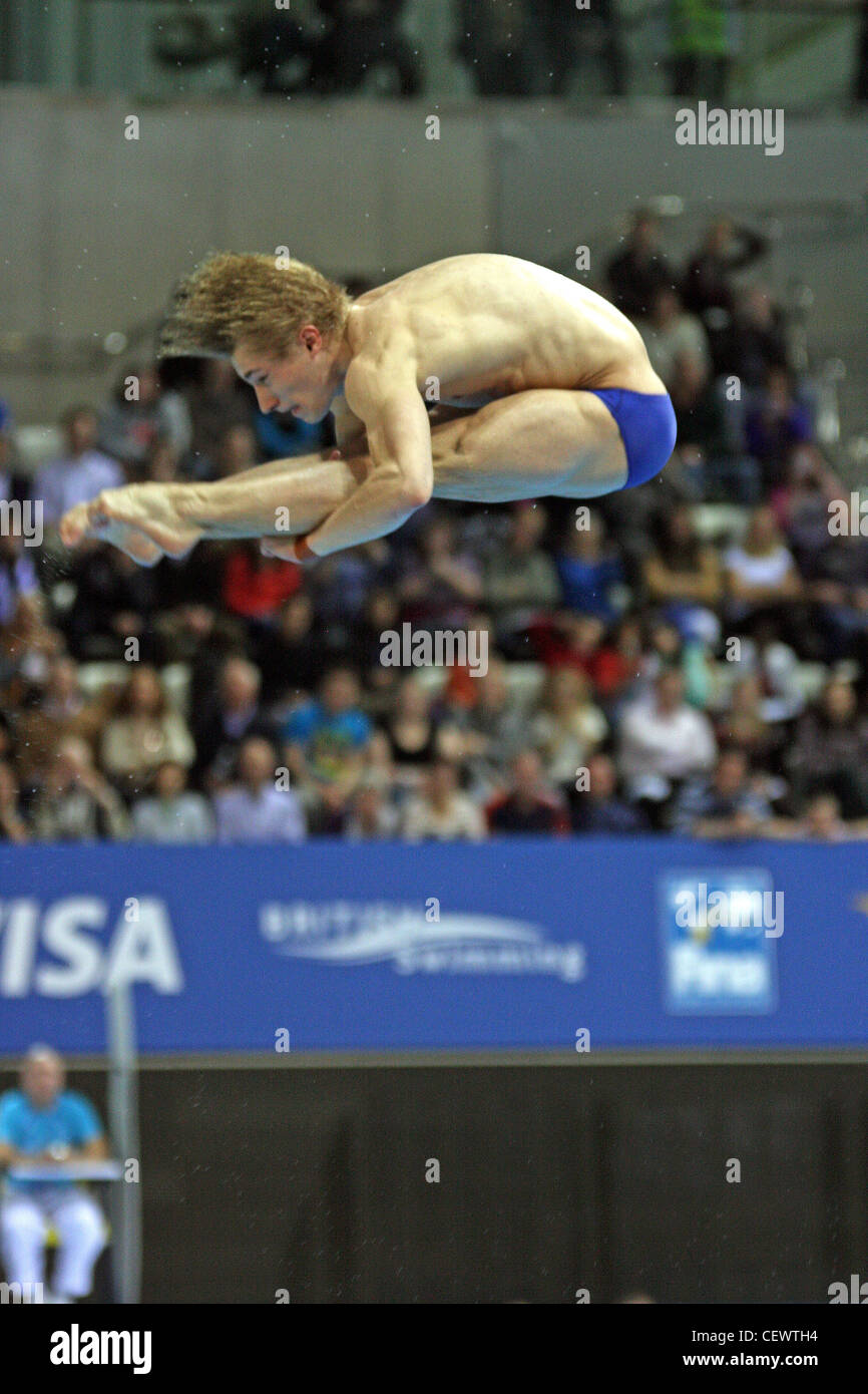 Jack LAUGHER (GBR) nei singoli 3m Springboard al diciottesimo FINA Visa Diving World Cup 2012 al Aquatics Centre. Foto Stock