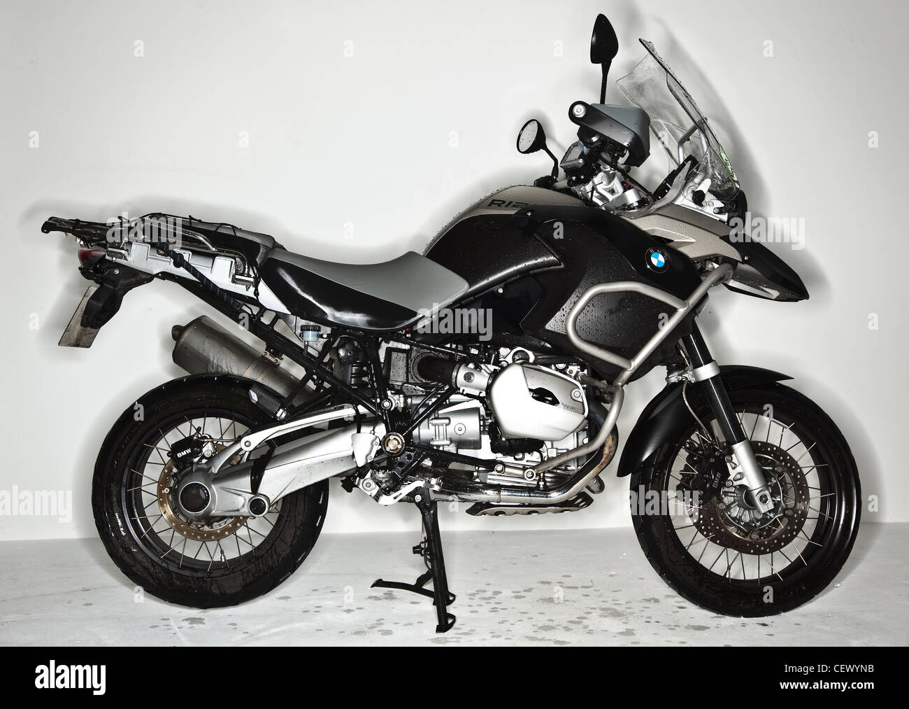 Bianco e nero BMW Moto Foto Stock