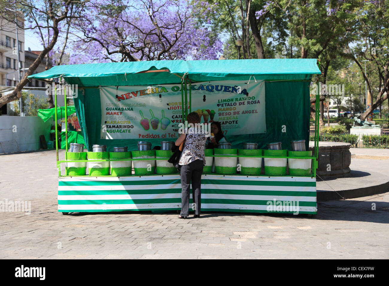 Ice Cream Vendor, Almeda, distretto storico, a Città del Messico, Messico Foto Stock
