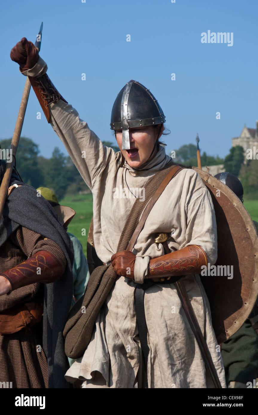 La battaglia di Hastings rievocazione, Abbazia di Battle, East Sussex, Inghilterra Foto Stock