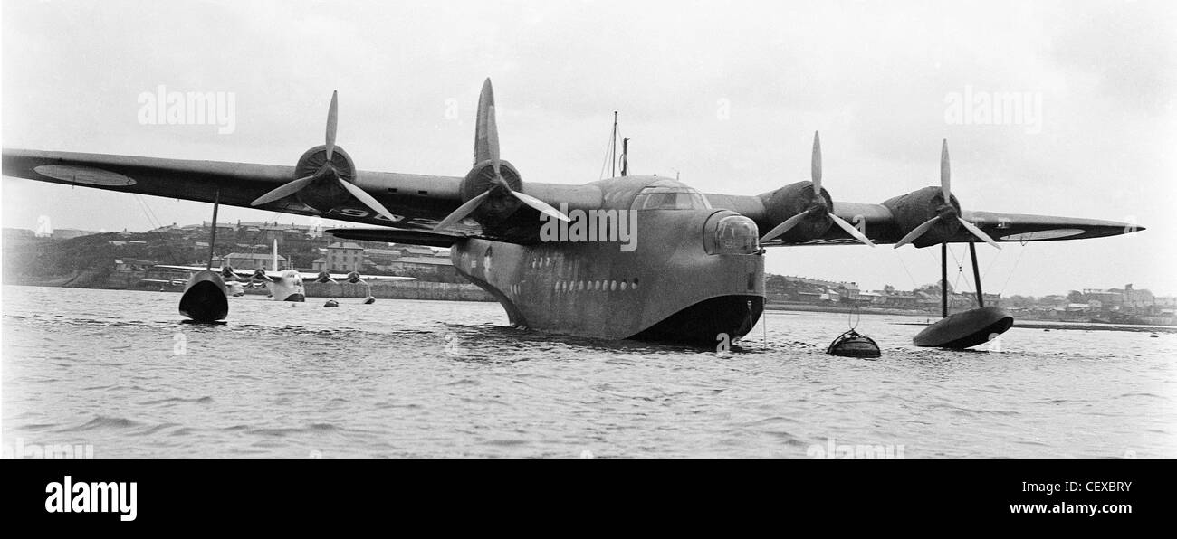 Breve Sunderland Flying Boat in Pembrokeshire durante la prima parte della II guerra mondiale Foto Stock