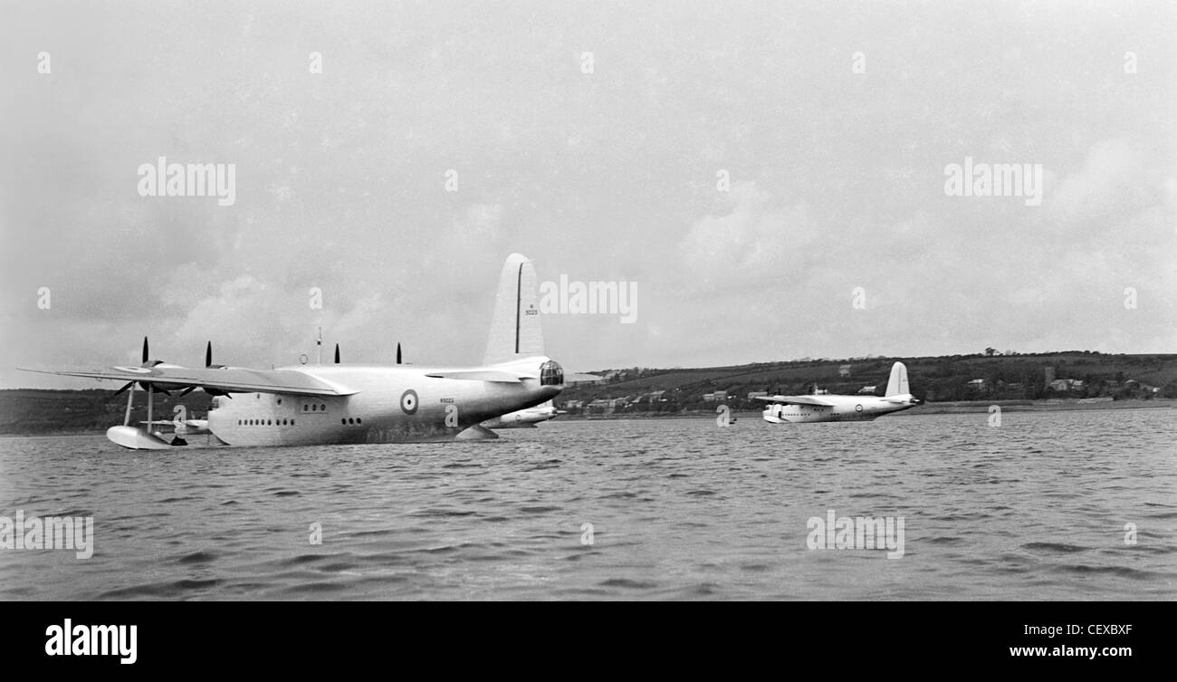 Breve Sunderland Flying Boat in Pembrokeshire durante la prima parte della II guerra mondiale Foto Stock