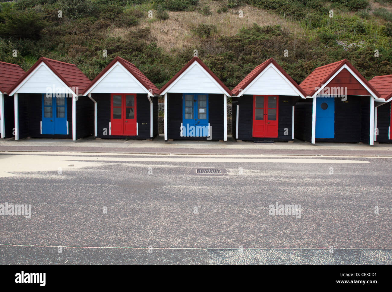 Cabine sulla spiaggia, Bournemouth Foto Stock