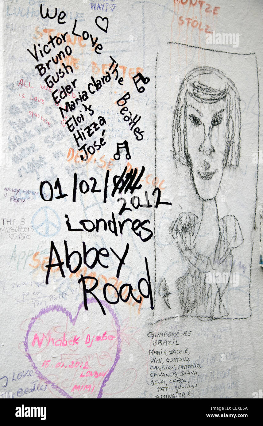 Abbey Road Beatles Graffiti London REGNO UNITO Foto Stock
