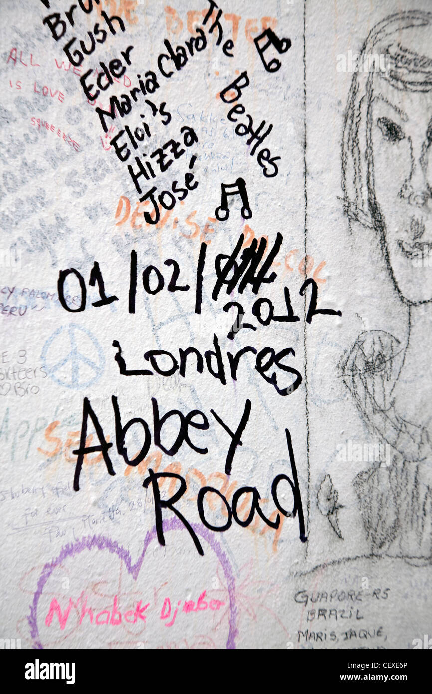 Abbey Road Beatles Graffiti London REGNO UNITO Foto Stock