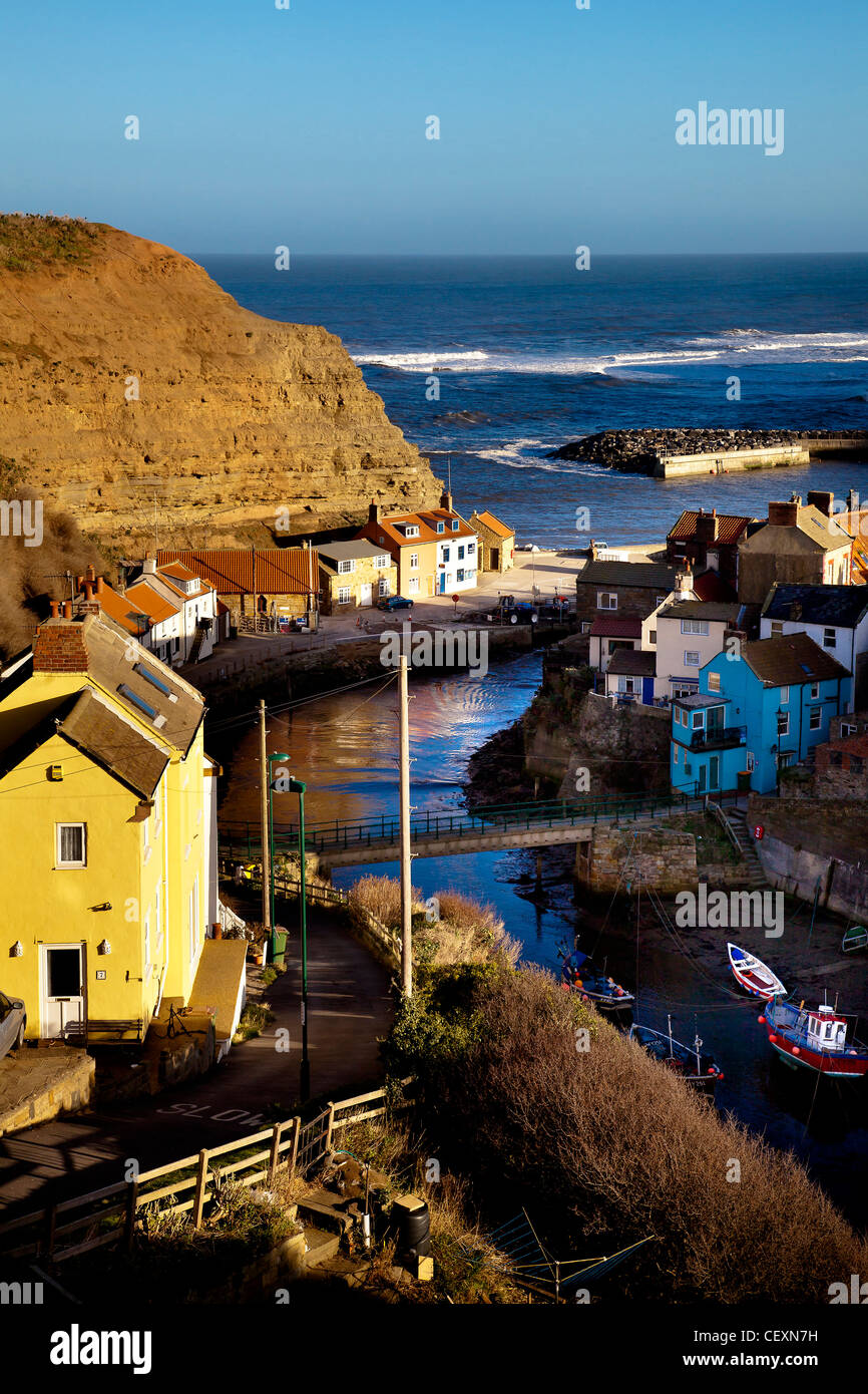 Staithes da Cowbar, North Yorkshire Foto Stock