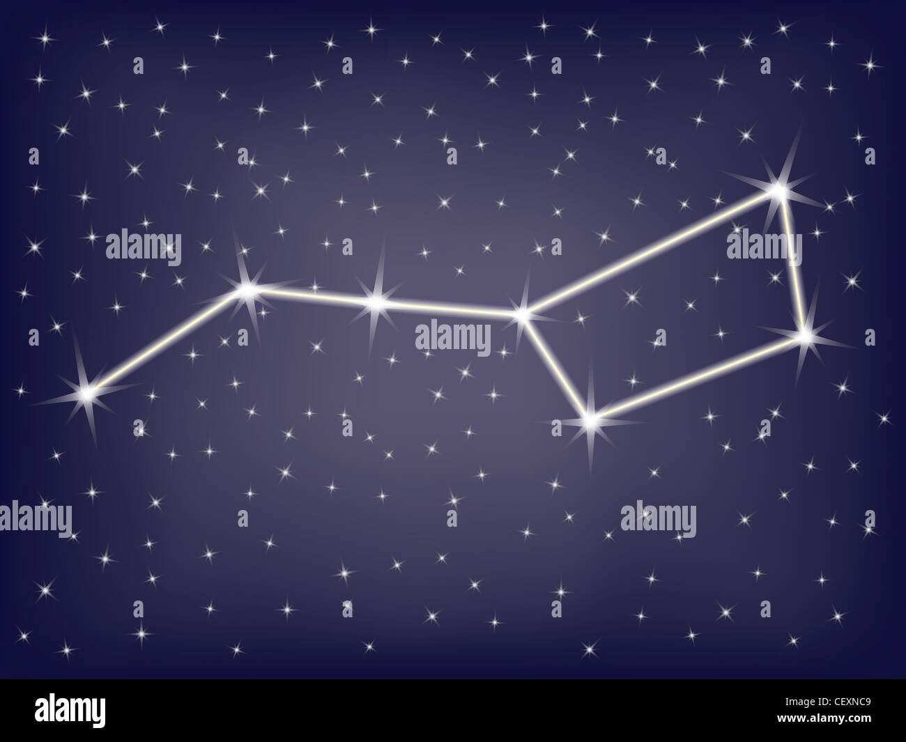 La costellazione dell'Orsa Maggiore (Big Dipper) illustrazione Foto Stock