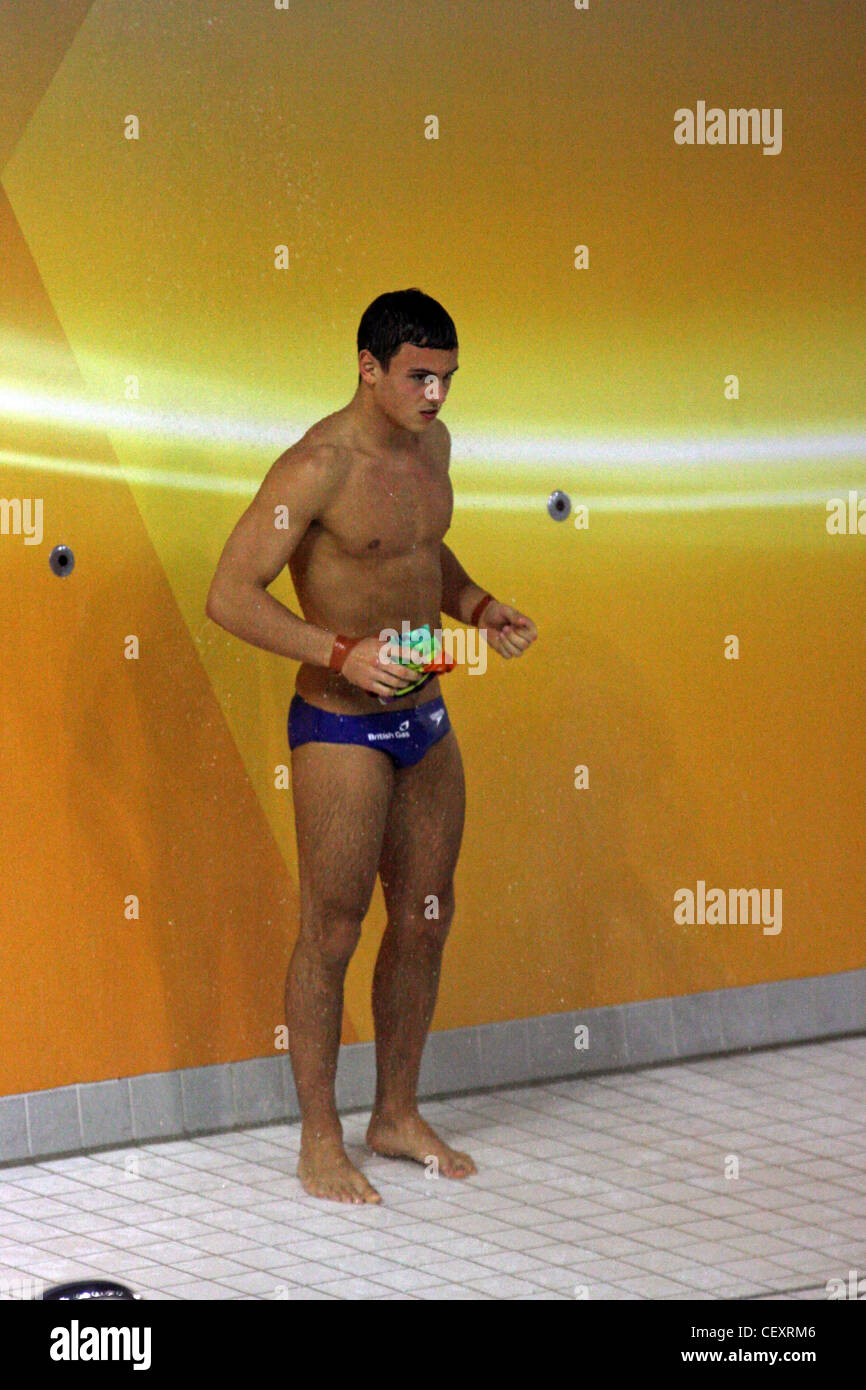 Tom Daley nel sincronizzato 10m Platform al diciottesimo FINA Visa Diving World Cup 2012 presso il centro di sport acquatici, Foto Stock