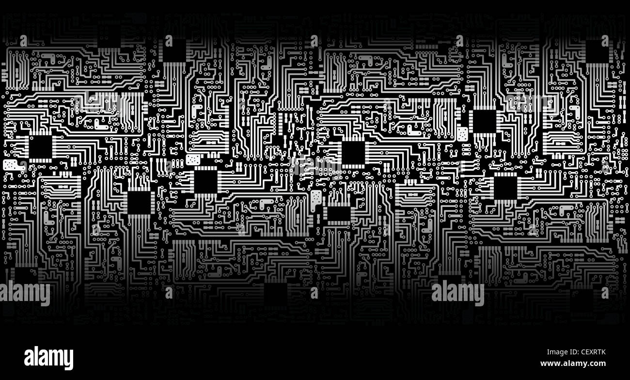 Ornamento - schede a circuito elettronico - silver black tema Foto Stock