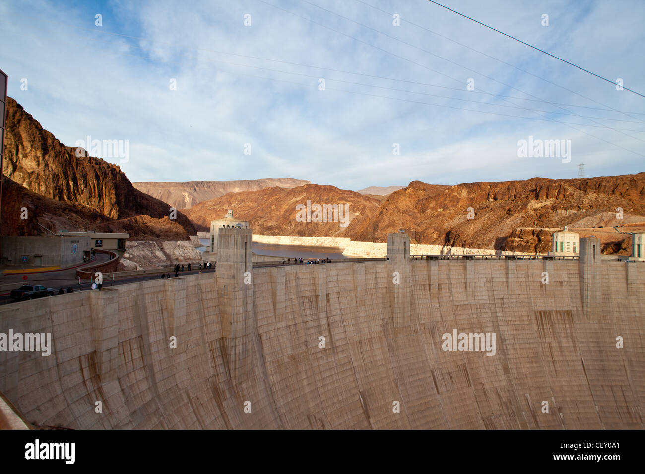 La diga di Hoover in Nevada Arizona confine. Il lago Mead Foto Stock