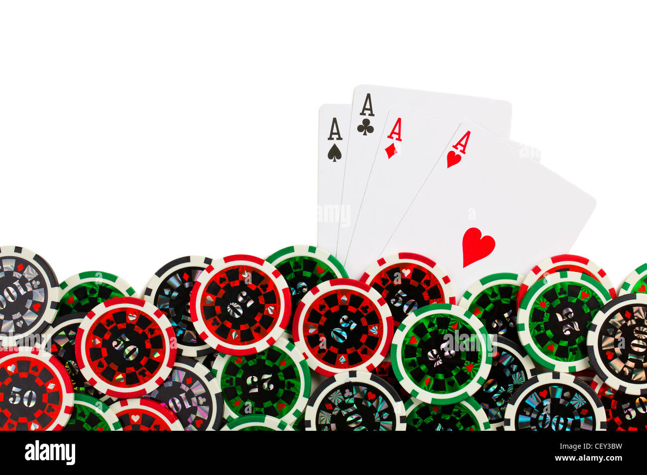 Le carte da gioco e poker chips Foto Stock