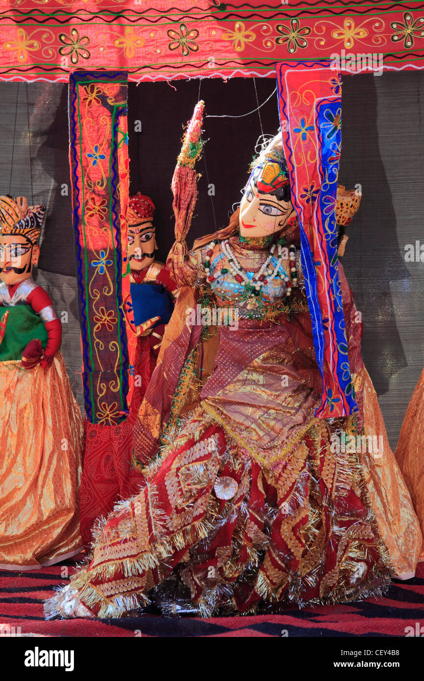 India Rajasthan, Nagaur, marionette, teatro dei pupi Foto Stock