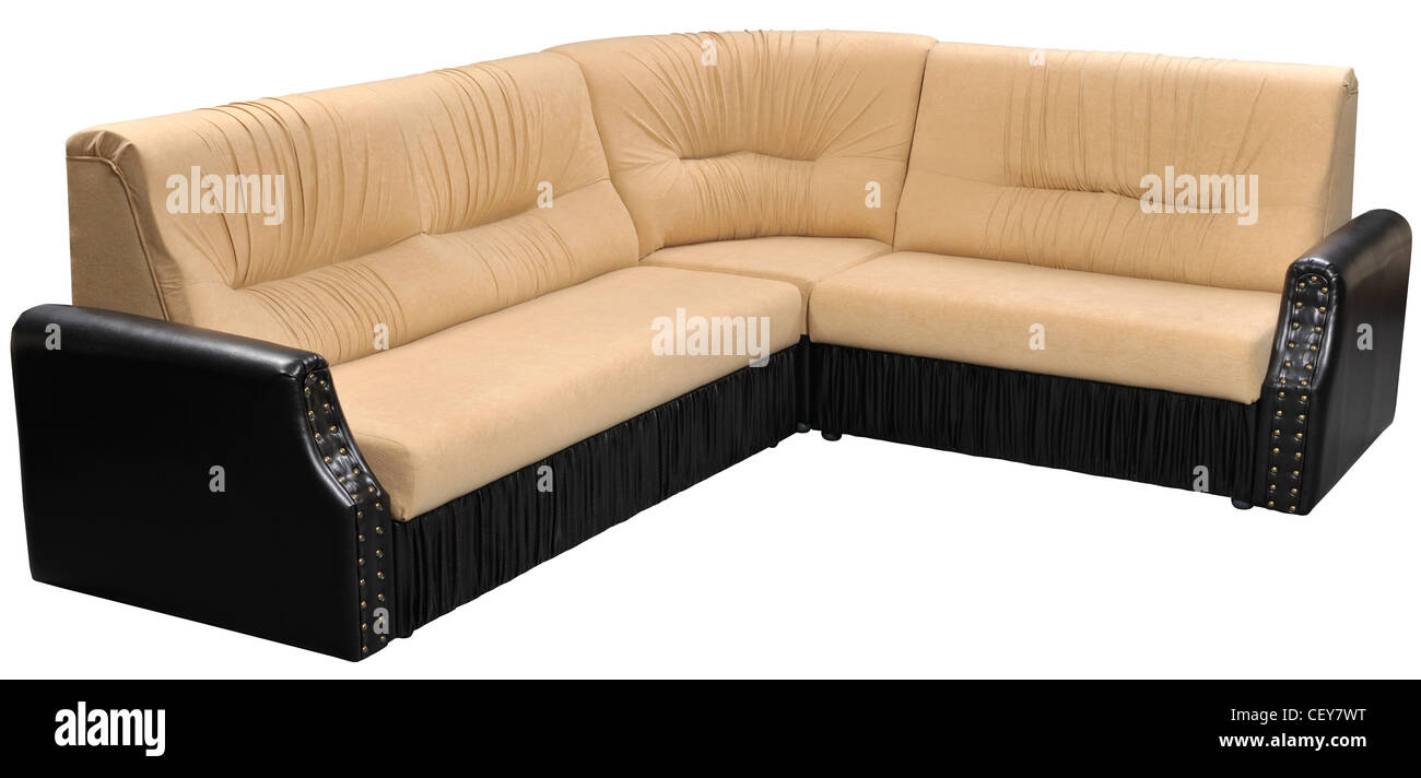 Moderni arredi colorati, soffice divano-letto isolato su bianco con percorso di clipping incluso Foto Stock