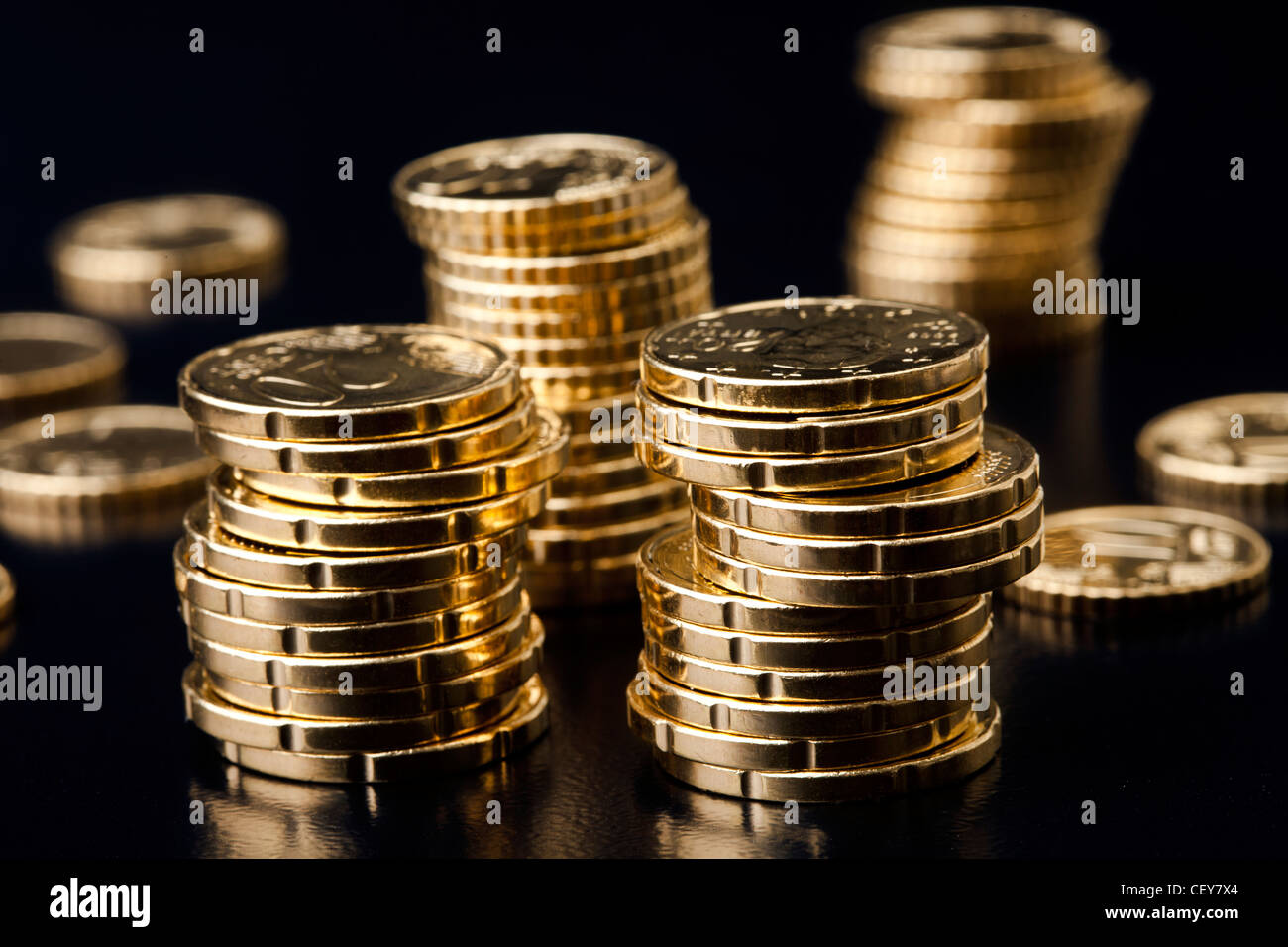 monete d'oro Foto Stock