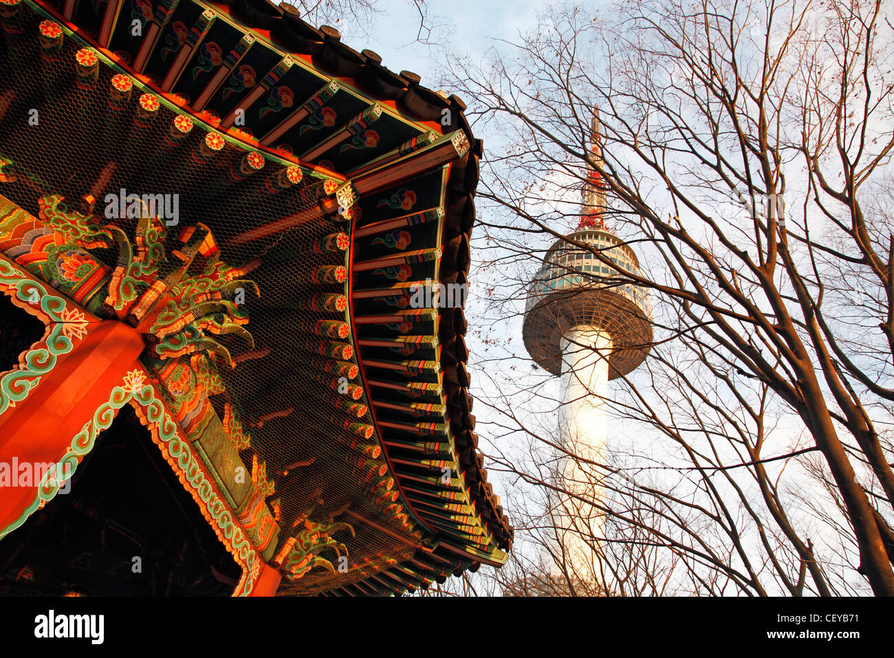Torre di Namsan a Seul, Corea del Sud Foto Stock