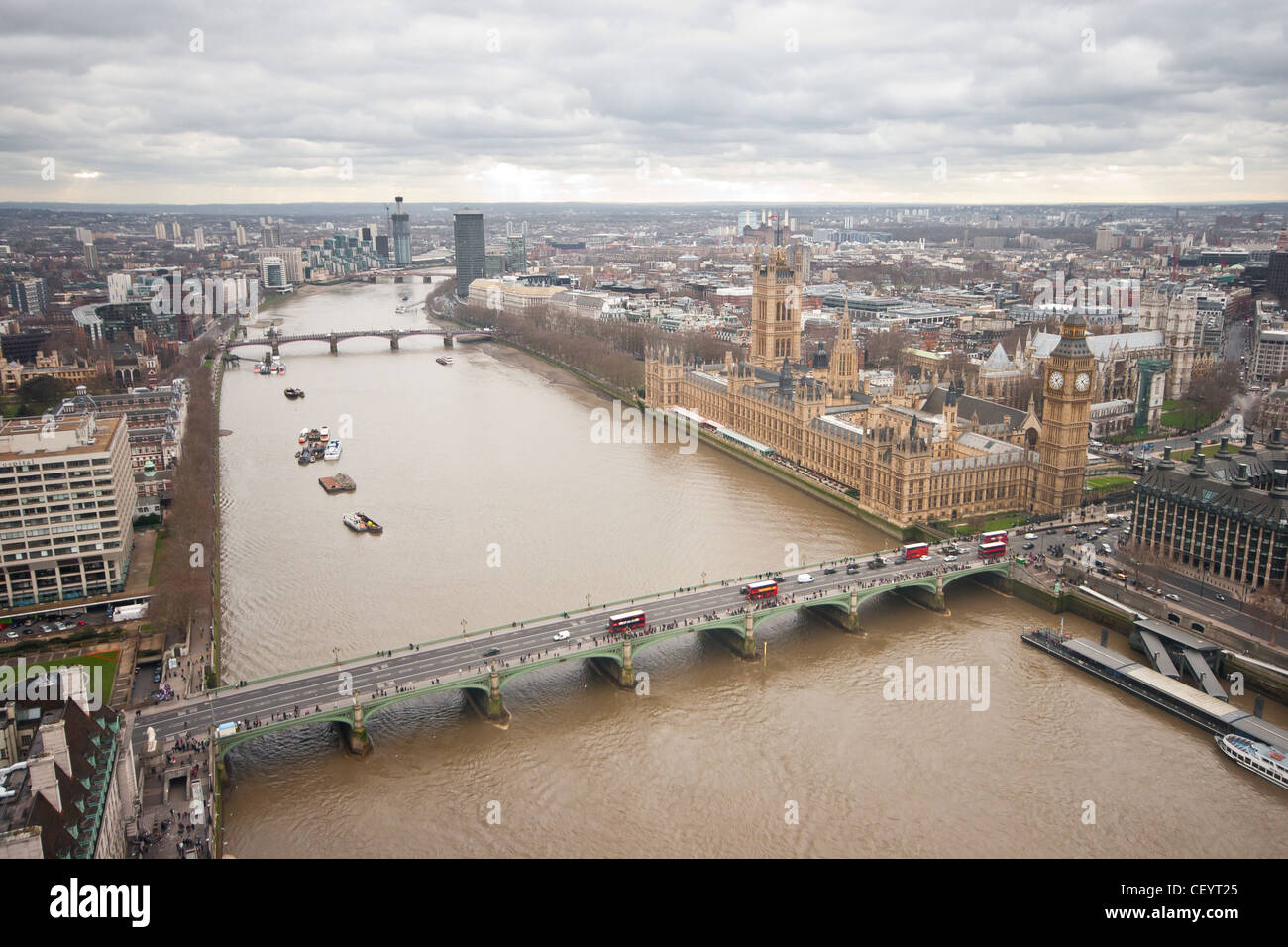 Vista di Londra dal London Eye Foto Stock