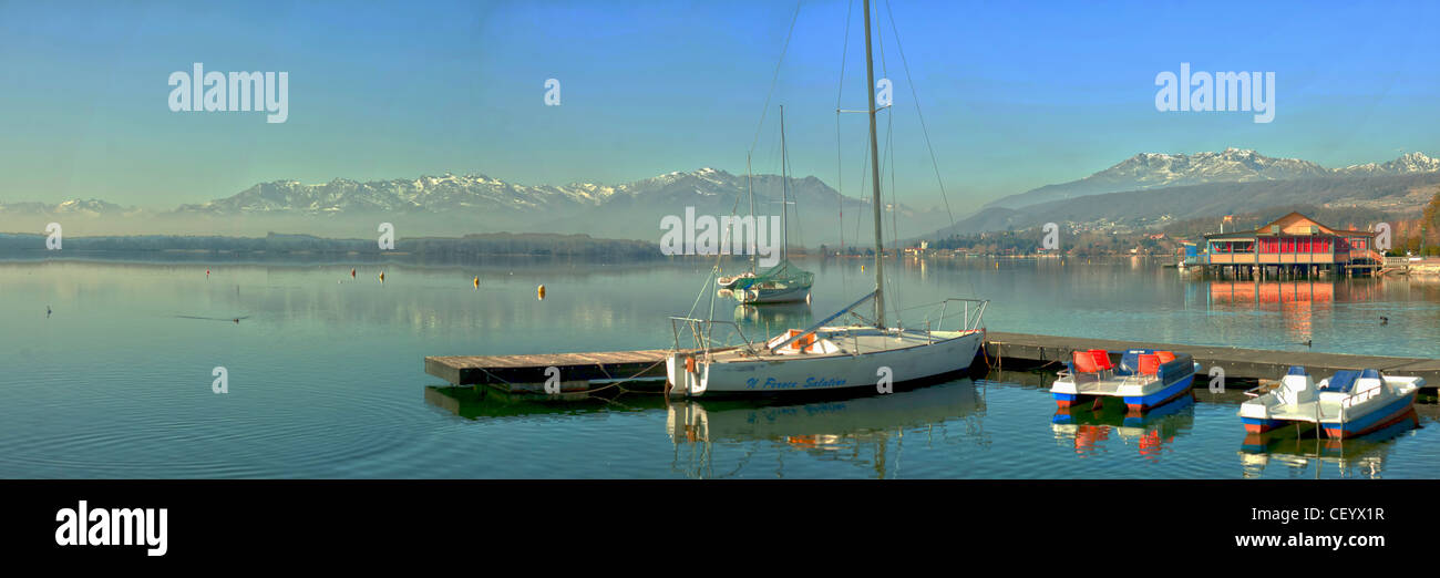 Piccolo porto di Lago di Viverone, Biella Foto Stock