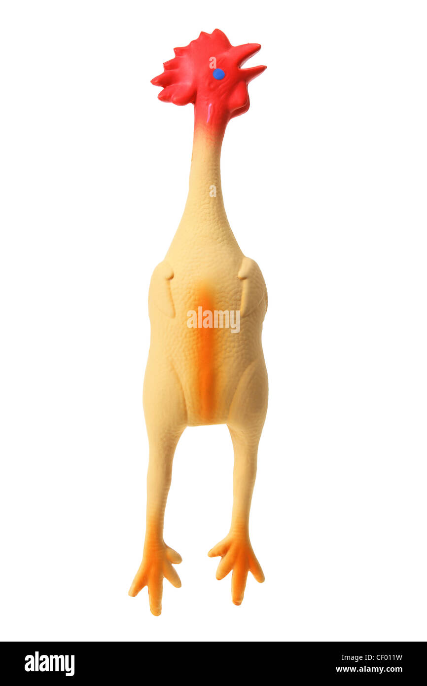 Giocattolo di pollo di gomma Foto Stock