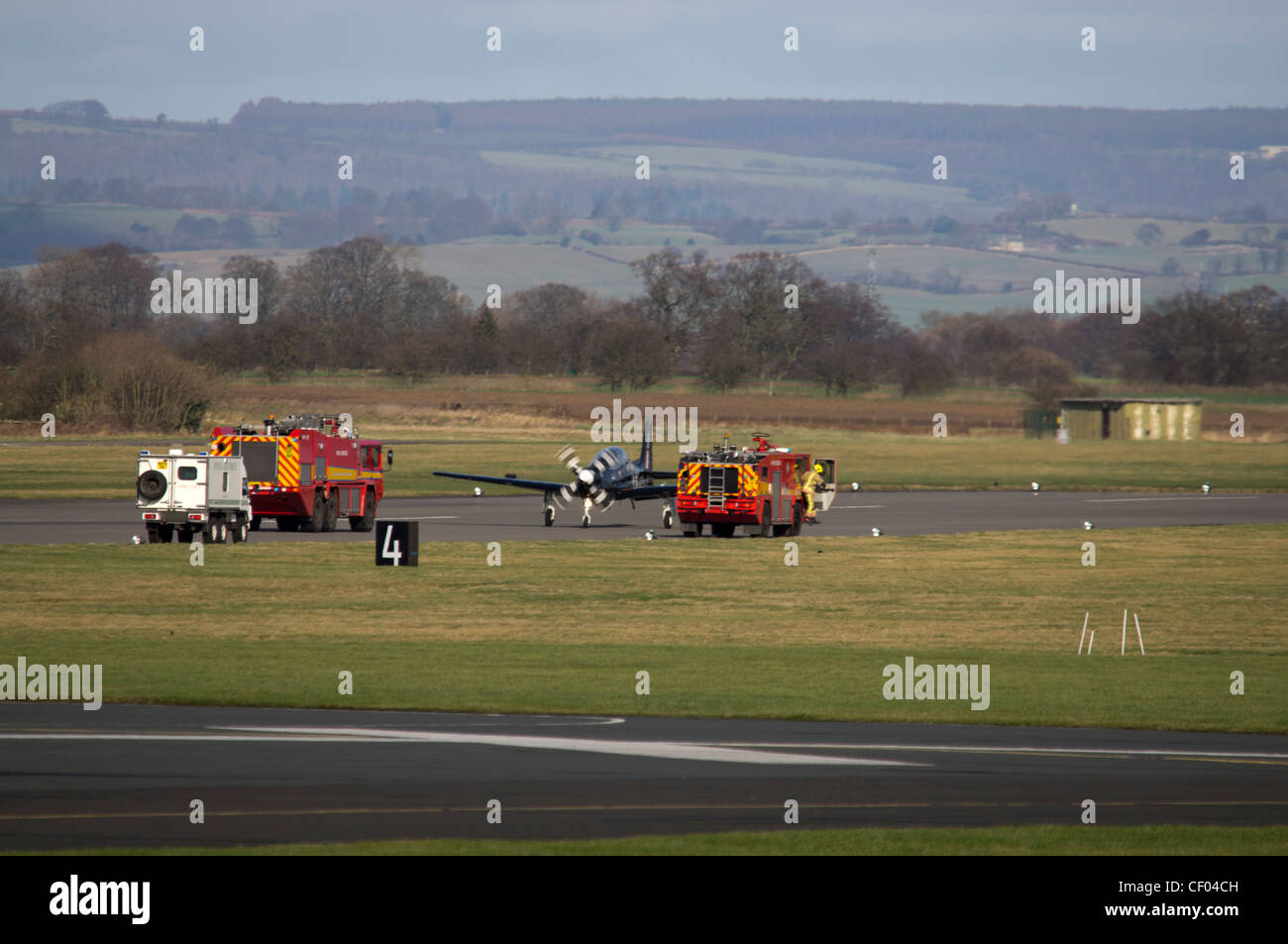 Veicoli di emergenza risponde a RAF Linton On Ouse airfield Foto Stock