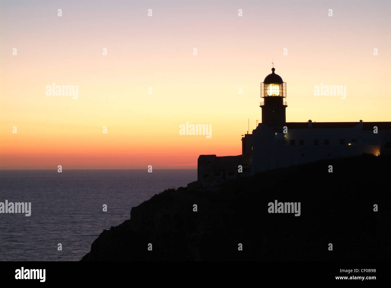 Cabo de Sao Vicente, Sagres Algarve, di Capo San Vincenzo Lighthouse vicino a Sagres Algarve Portogallo UE Europa Foto Stock