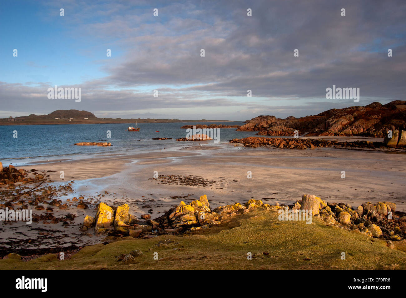 Un paesaggio di fionnphort sul ross di Mull Isle of Mull al largo della costa occidentale della Scozia nella luce del mattino Foto Stock