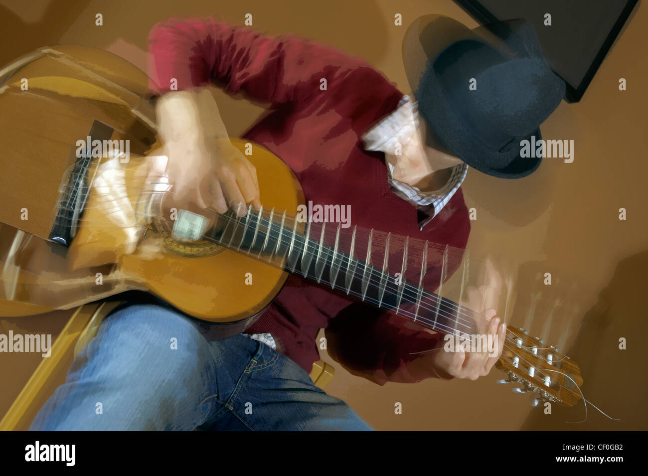 Esplosione di musica per chitarra Foto Stock