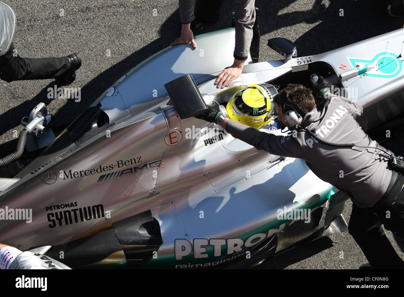 © Simone Rosa/Semedia 22-02-2010 Barcellona (Esp) Test di F1 - vetture nella foto: Nico Rosberg - Mercedes GP Petronas Foto Stock