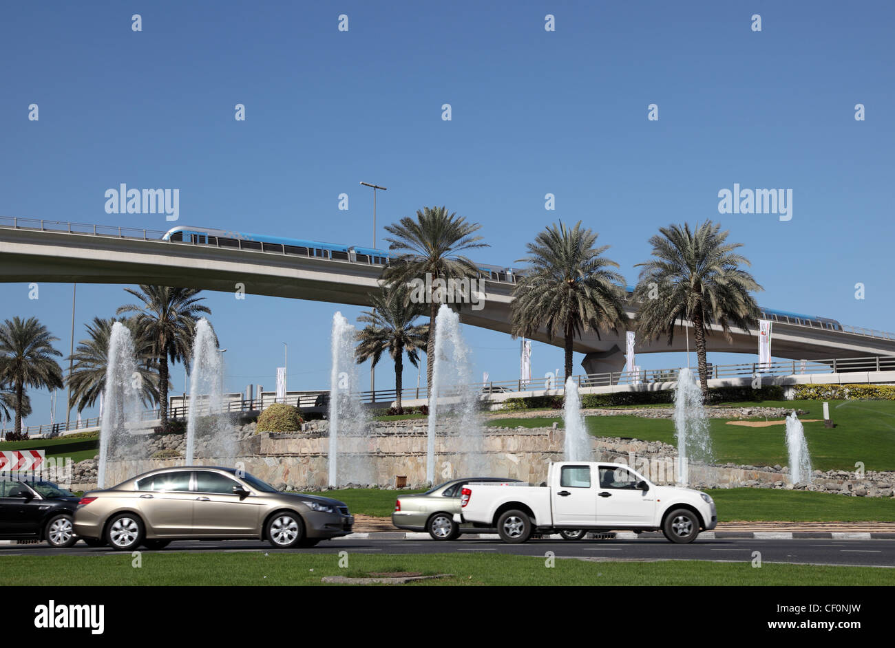 Il traffico nella città di Dubai, Emirati Arabi Uniti. Foto Stock