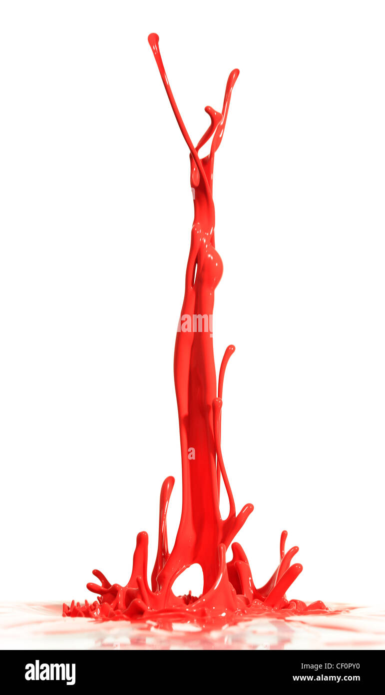 Rosso di spruzzi di vernice Foto Stock