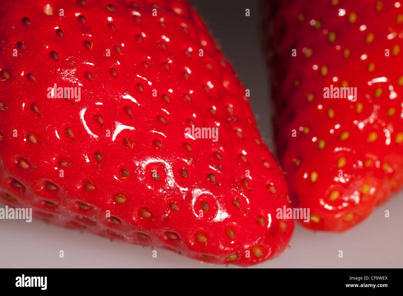 Alta risoluzione macro di fragola. Foto Stock