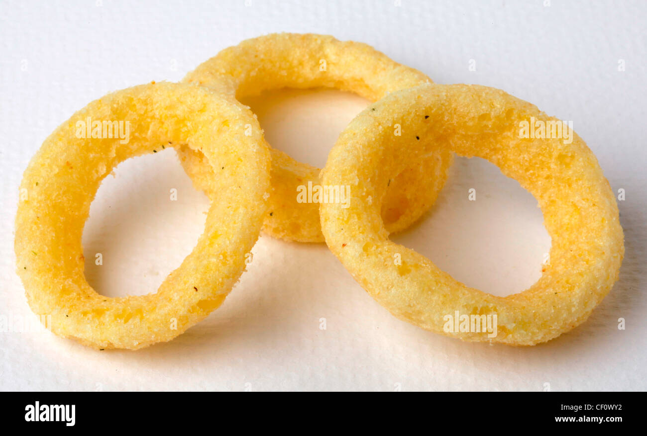 Anello di cipolla spuntini Foto Stock