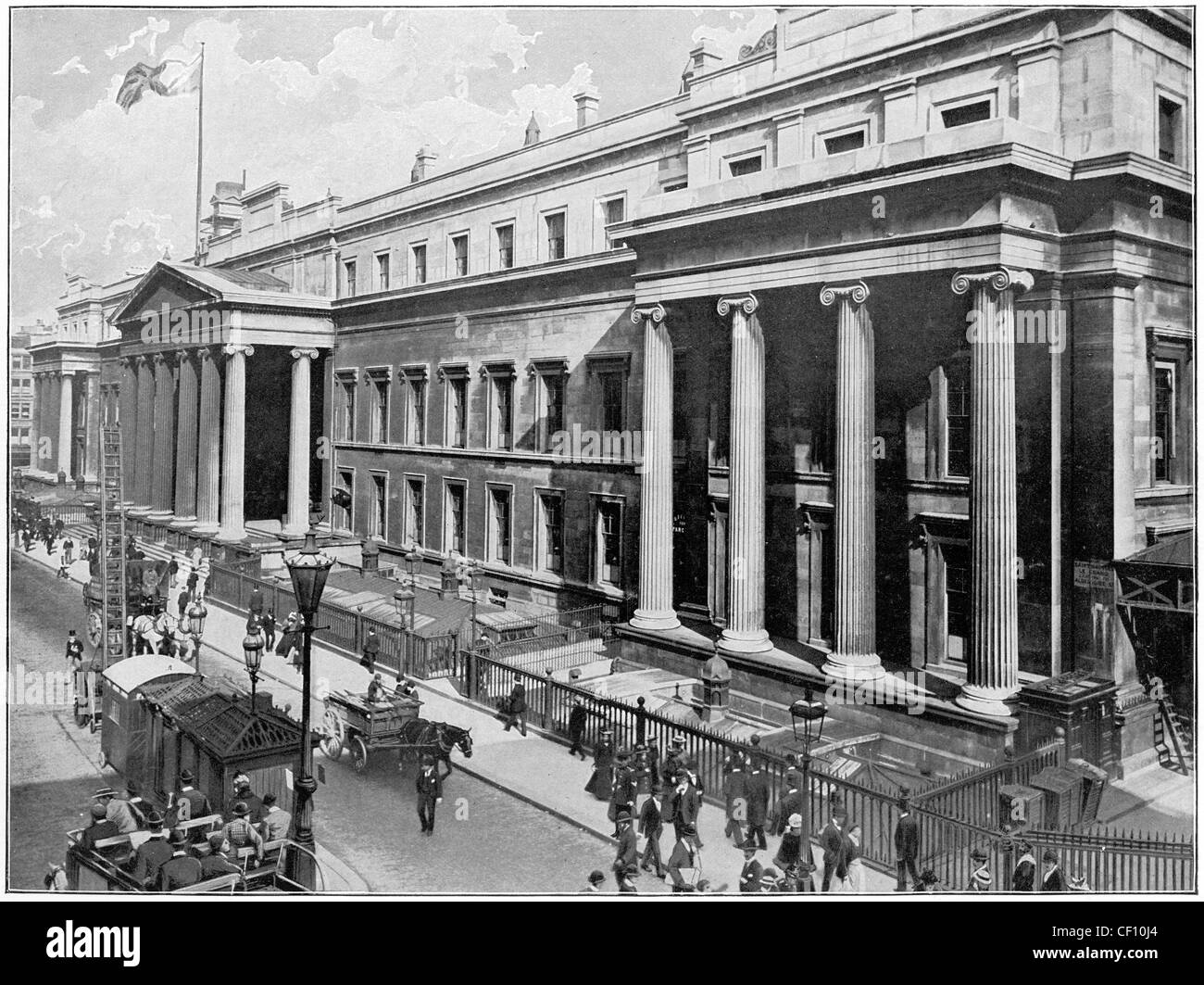 Stampa vintage del General Post Office di Londra, in Inghilterra alla fine del XIX secolo Foto Stock