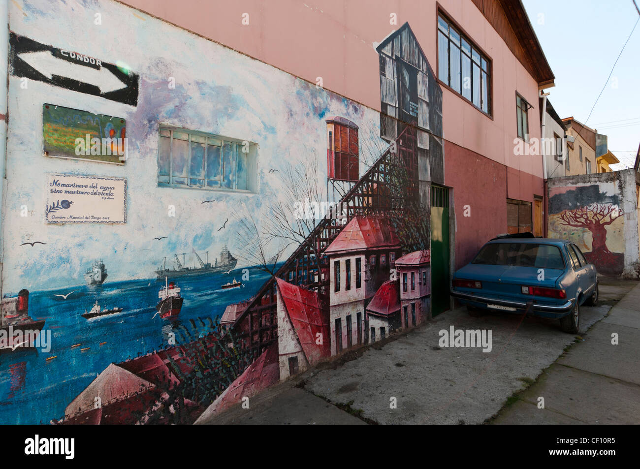 Cerro Alegre District, Valparaiso, Cile. Foto Stock