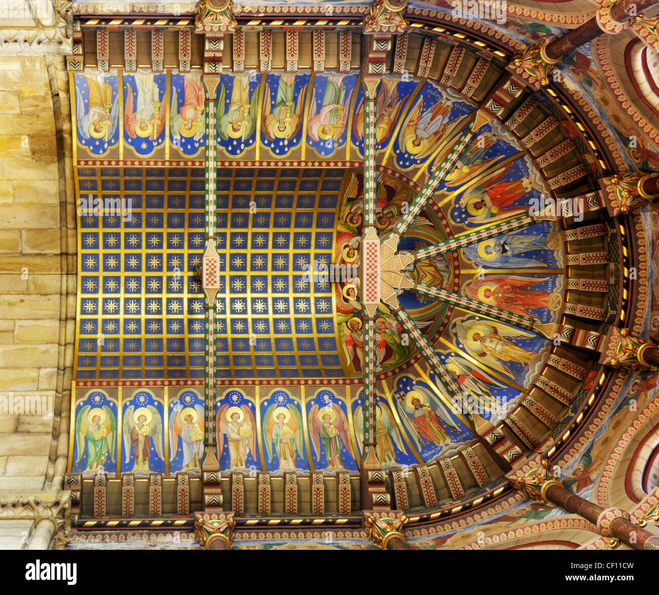 St Finn Barres cattedrale soffitto in sughero dettaglio Foto Stock