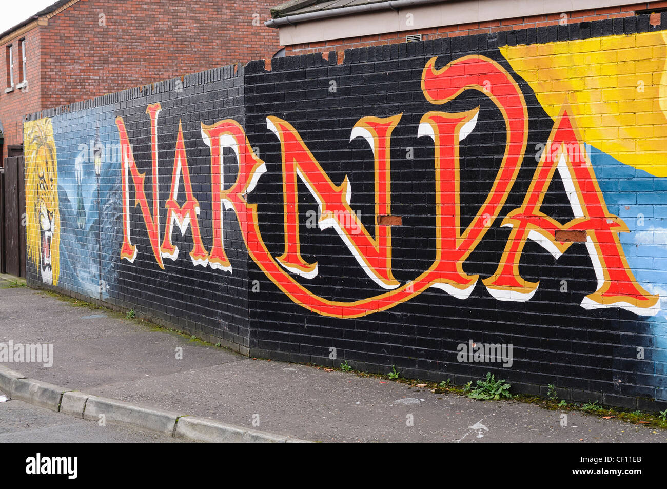 CS Lewis murale in East Belfast che commemora la sua serie di Narnia Foto Stock